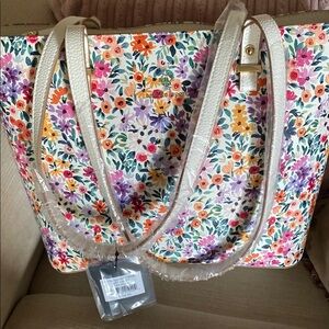 NANETTE LEPORE “DITSY FLORAL” PEBBLE LEATHER TOTE NWT
